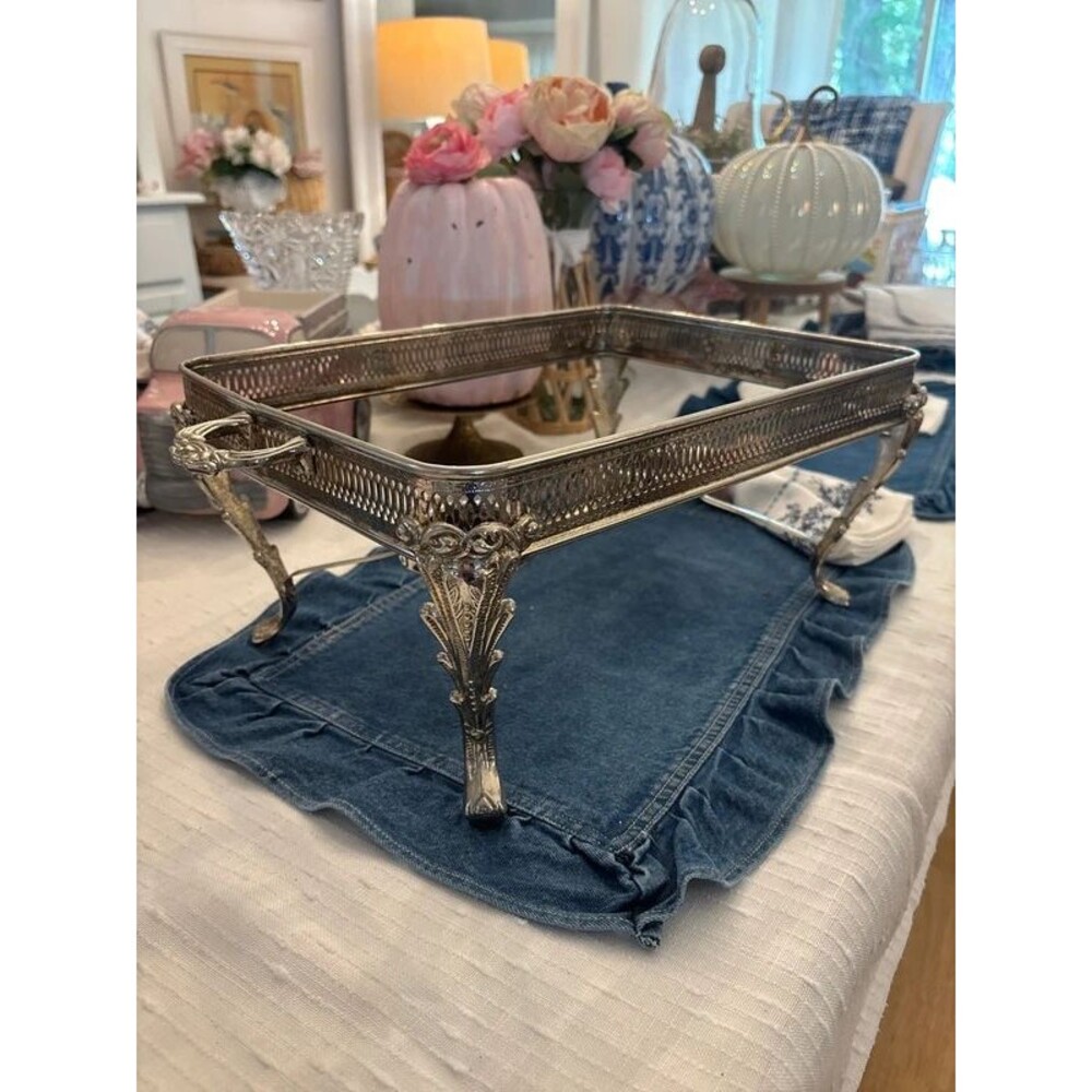 Vintage Silver Plated Large Chafing Dish Casserole Holder
